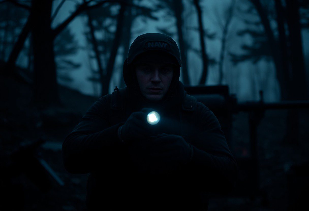 flashlights-navy-seals-use navy seal sitting in the dark with the flashlight on