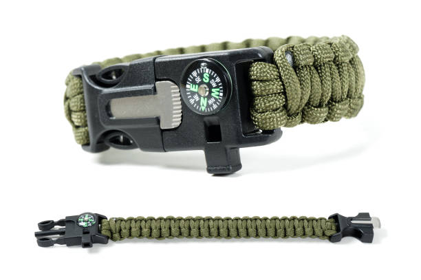 Military Style Knots Bracelets green military style knots paracord bracelets survival bracelet over white background