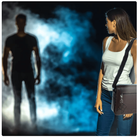 a woman being fowled by a man