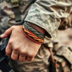 showing a soldiers wrist with several pacacord bracelets