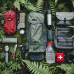 a bag pack with survival kit items