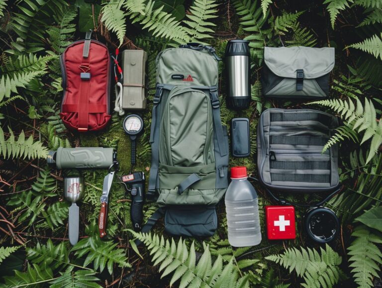 a bag pack with survival kit items