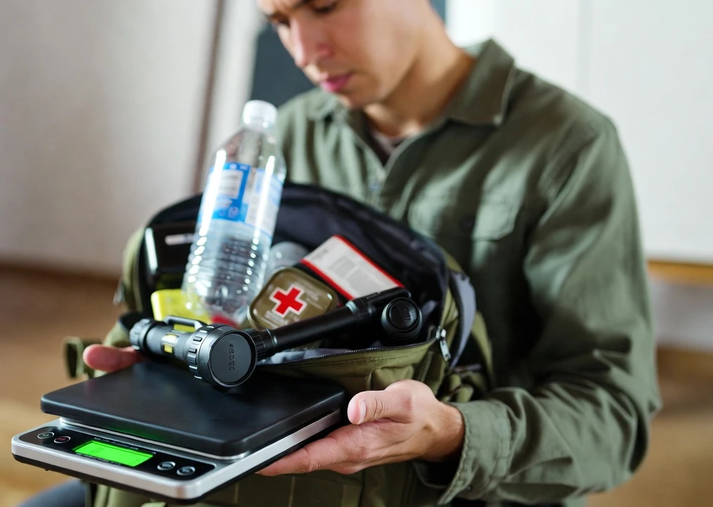 person weighing bug out bag to check emergency gear weight